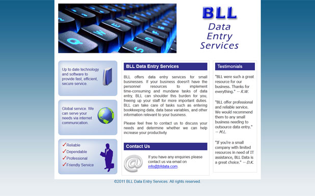 small business web design example: IT business website